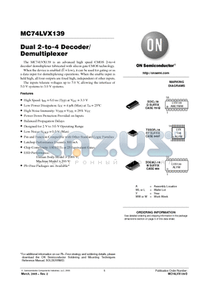 MC74LVX139MEL datasheet - Dual 2-to-4 Decoder/Demultiplexer