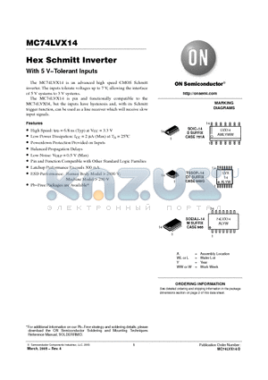 MC74LVX14 datasheet - Hex Schmitt Inverter With 5 V−Tolerant Inputs