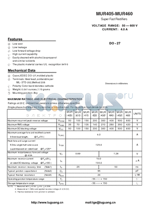 MUR410 datasheet - Super Fast Rectifiers