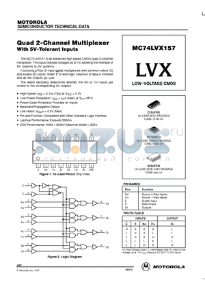 MC74LVX157D datasheet - LOW-VOLTAGE CMOS