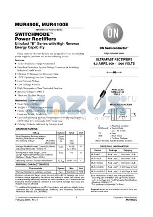 MUR4100E datasheet - ULTRAFAST RECTIFIERS  4.0 AMPS, 900 - 1000 VOLTS