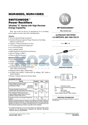 MUR4100ERL datasheet - SWITCHMODE Power Rectifiers