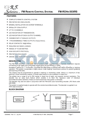 FM-RCH4-433RS datasheet - FM REMOTE CONTROL SYSTEM