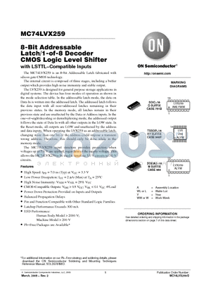 MC74LVX259MG datasheet - 8-Bit Addressable Latch/1-of-8 Decoder CMOS Logic Level Shifter with LSTTL−Compatible Inputs