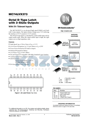 MC74LVX373MG datasheet - Octal D-Type Latch with 3-State Outputs With 5V−Tolerant Inputs