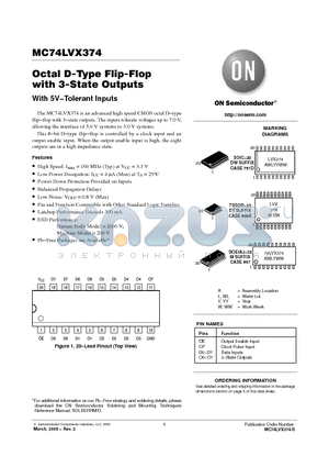 MC74LVX374DWR2 datasheet - Octal D-Type Flip-Flop with 3-State Outputs With 5V−Tolerant Inputs
