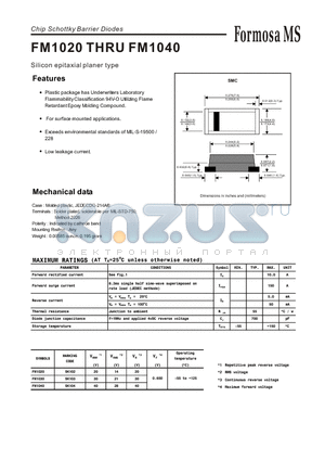 FM1030 datasheet - Chip Schottky Barrier Diodes - Silicon epitaxial planer type