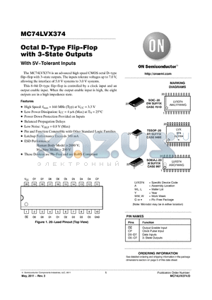 MC74LVX374MG datasheet - Octal D-Type Flip-Flop with 3-State Outputs