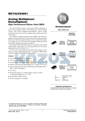 MC74LVX4051 datasheet - Analog Multiplexer/Demultiplexer High−Performance Silicon−Gate CMOS
