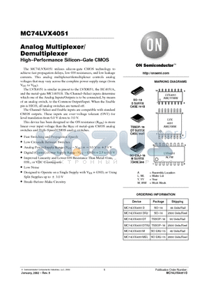 MC74LVX4051 datasheet - Analog Multiplexer/ Demultiplexer