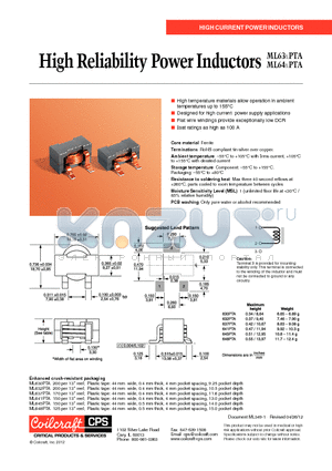 ML632PTA202MLZ datasheet - High Reliability Power Inductors