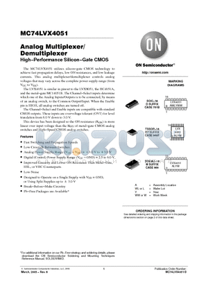 MC74LVX4051MEL datasheet - Analog Multiplexer/Demultiplexer High−Performance Silicon−Gate CMOS