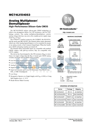 MC74LVX4053DR2 datasheet - Analog Multiplexer/ Demultiplexer High-Performance Silicon-Gate CMOS