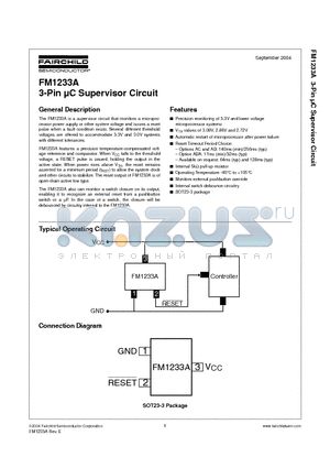 FM1233ABAS3X datasheet - 3-Pin lC Supervisor Circuit