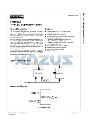 FM1233ACS3X datasheet - 3-Pin lC Supervisor Circuit