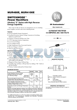 MUR480ESG datasheet - SWITCHMODE TM Power Rectifiers