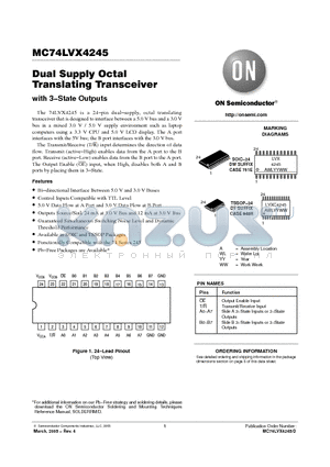 MC74LVX4245DT datasheet - Dual Supply Octal Translating Transceiver with 3−State Outputs