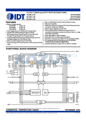 IDT72V3693L10PF datasheet - 3.3 VOLT CMOS SyncFIFO WITH BUS-MATCHING