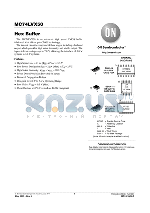 MC74LVX50DR2G datasheet - Hex Buffer