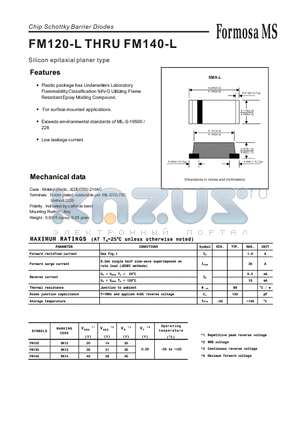 FM140-L datasheet - Chip Schottky Barrier Diodes - Silicon epitaxial planer type