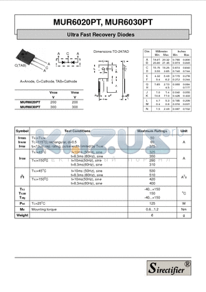 MUR6030PT datasheet - Ultra Fast Recovery Diodes