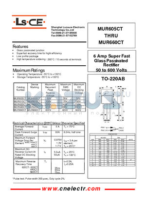 MUR610CT datasheet - 6Amp super fast glass passivated rectifier 50to600 volts