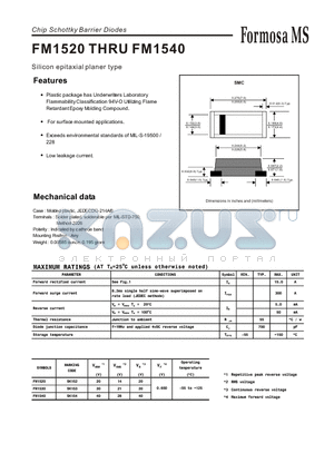 FM1540 datasheet - Chip Schottky Barrier Diodes - Silicon epitaxial planer type