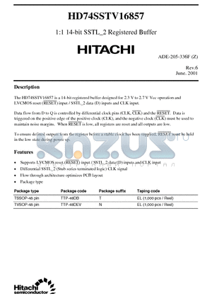 HD74SSTV16857 datasheet - 1:1 14-bit SSTL-2 Registered Buffer