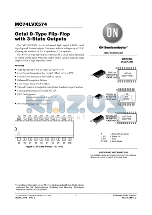 MC74LVX574DTR2 datasheet - Octal D-Type Flip-Flop with 3-State Outputs