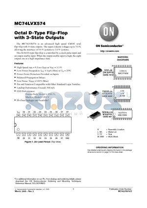 MC74LVX574DWR2G datasheet - Octal D-Type Flip-Flop with 3-State Outputs