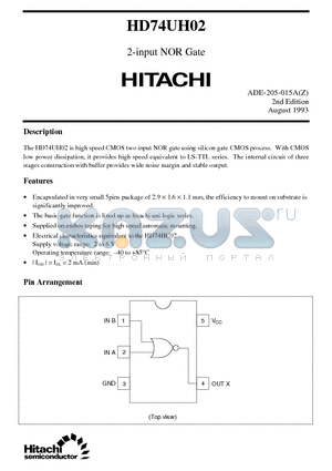 HD74UH02 datasheet - 2-input NOR Gate