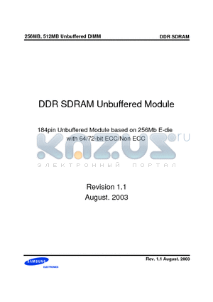 M381L6423ETM-B0 datasheet - DDR SDRAM Unbuffered Module