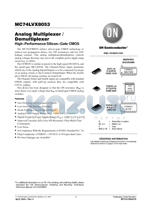 MC74LVX8053DR2 datasheet - Analog Multiplexer / Demultiplexer High−Performance Silicon−Gate CMOS