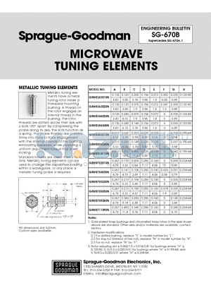 GRRB70904SN10 datasheet - MICROWAVE TUNING ELEMENTS