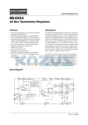 ML6554 datasheet - 3A Bus Termination Regulator