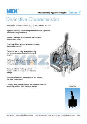 P2021 datasheet - Internationally Approved Toggles