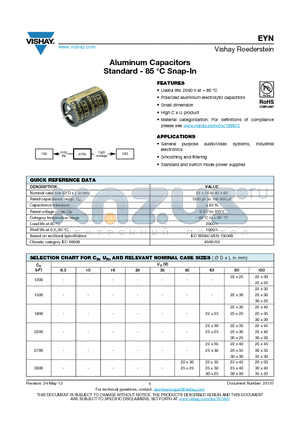 MALIEYN07LC533B02K datasheet - Aluminum Capacitors Standard - 85 `C Snap-In