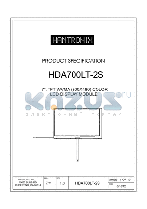 HDA700LT-2S datasheet - 7, TFT WVGA (800X480) COLOR LCD DISPLAY MODULE