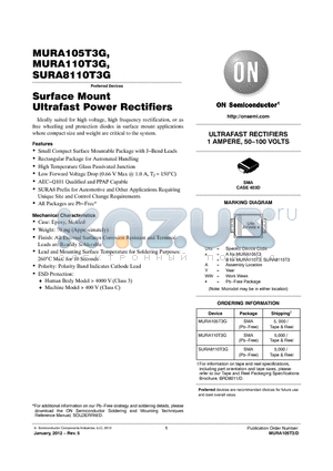 MURA110T3G datasheet - Surface Mount Ultrafast Power Rectifiers