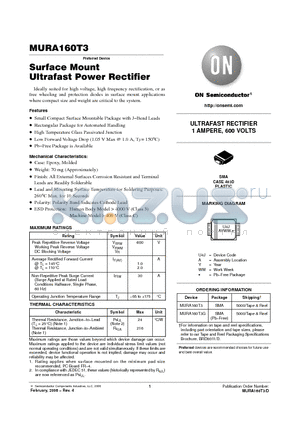 MURA160T3_06 datasheet - ULTRAFAST RECTIFIER 1 AMPERE, 600 VOLTS