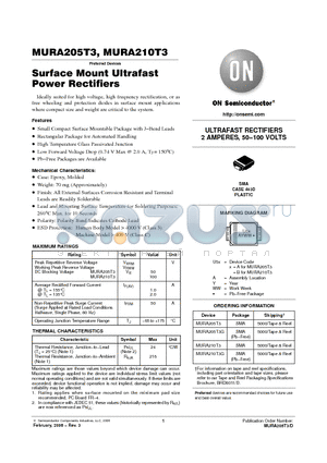 MURA205T3 datasheet - ULTRAFAST RECTIFIERS 2 AMPERES, 50−100 VOLTS