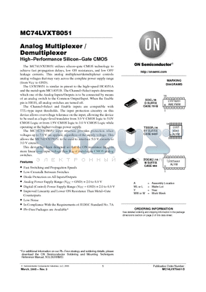 MC74LVXT8051DG datasheet - Analog Multiplexer / Demultiplexer High−Performance Silicon−Gate CMOS