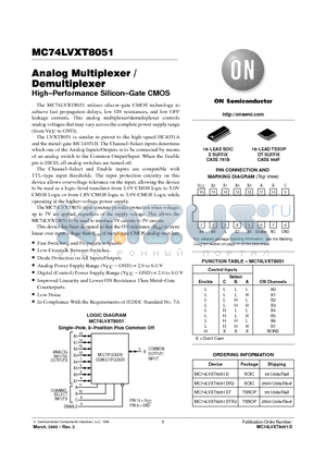 MC74LVXT8051DT datasheet - Analog Multiplexer/Demultiplexer