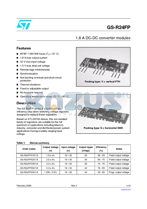 GS-24S0181.8 datasheet - 1.8 A DC-DC converter modules
