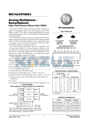 MC74LVXT8053DR2 datasheet - Analog Multiplexer/Demultiplexer