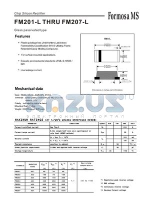 FM205-L datasheet - Chip Silicon Rectifier - Glass passivated type