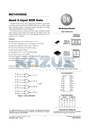 MC74VHC02DR2G datasheet - Quad 2−Input NOR Gate