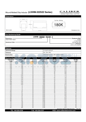 LSWM-322522-100K-T datasheet - Wound Molded Chip Inductor