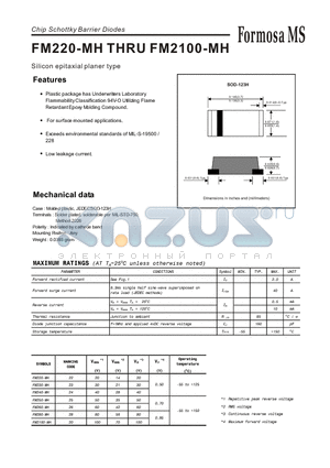 FM220-MH datasheet - Chip Schottky Barrier Diodes - Silicon epitaxial planer type