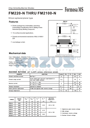FM220-N datasheet - Chip Schottky Barrier Diodes - Silicon epitaxial planer type